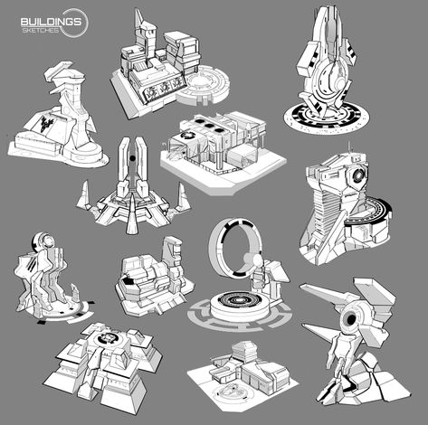 ArtStation - RTS Building Concept Sketches