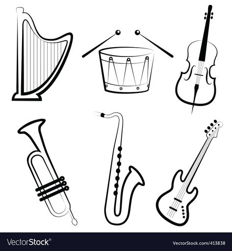 Music instruments vector image Animals Name In English, Musical Instruments Drawing, Saxophone Player, Drawing Instruments, Diamond Vector, Fish Vector, Cars Coloring Pages, Kids Vector, Cat Vector