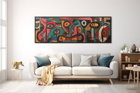 Abstract Tall Narrow Canvas Painting | Horizontal Panoramic Framed Canvas Prints Narrow Canvas Painting, Canvas Painting Horizontal, Oversized Canvas Wall Art, Painting Horizontal, Lines Art, Art Brut, Framed Canvas Prints, Framed Canvas, Line Art