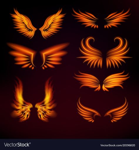 Phoenix Wings Tattoo, Fire Wings, Phoenix Wings, Phoenix Artwork, Fire Fairy, Art Vector Illustration, Phoenix Tattoo Design, Harley Davidson Art, Wings Drawing