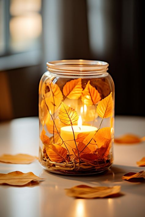 Thanksgiving Candles, Fall Mason Jars, Glass Candle Lantern, Diy D, Fall Deco, Fall Crafts For Kids, General Crafts, Halloween Inspiration, Halloween Deco