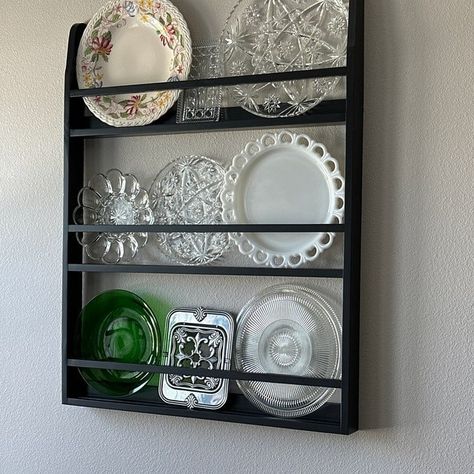 Farmhouse Plate Rack, Platter Rack, Hanging Plate Rack, Decorative Plates Display, Wall Shelf Display, Plate Shelves, Kitchen Chalkboard, Dish Display, Plate Rack