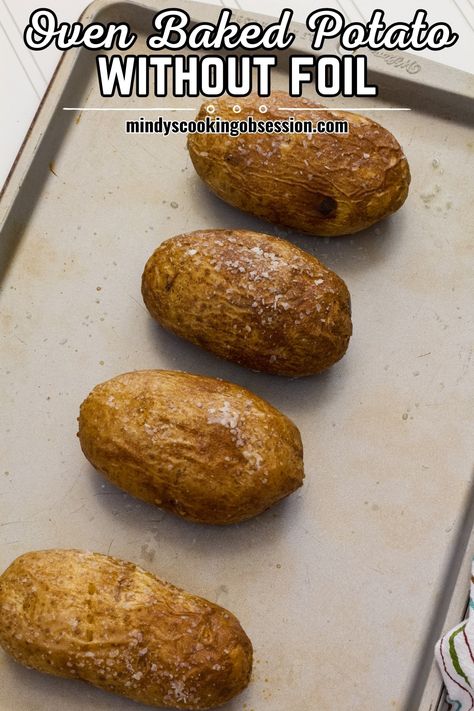 How to Make Perfect Baked Potato in Oven with No Foil - we show you how easy it is to make the best baked potato in the oven without any foil. Baked Potatoes No Foil, Baked Potato In Oven, Best Oven Baked Potatoes, Potato In Oven, Potato In The Oven, Brownies With Coconut, Oven Baked Potato, Potato Oven, Cooking Baked Potatoes