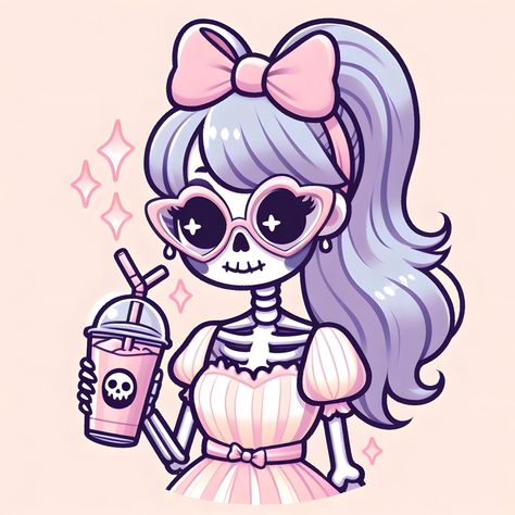 Cute Spooky Pfp, Spooky Cute Art, Kawaii Skeleton, Spooky Clipart, Scary Decor, Cartoon Skeleton, Art Scary, Book Cover Art Design, Pod Design