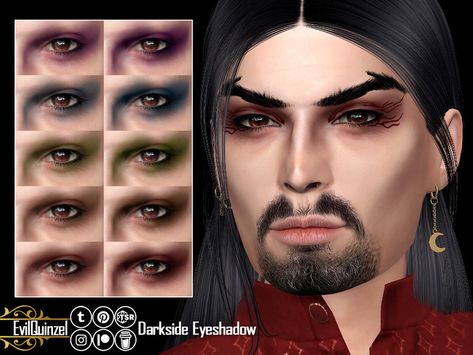 The Sims Resource - Darkside Eyeshadow Sims 4 Male Eyeshadow, Dramatic Eyeshadow, Sims 4 Tattoos, Dark Eyeshadow, Sims 4 Male Clothes, Makeup Cc, Male Makeup, Sims 4 Cc Makeup, Electronic Art