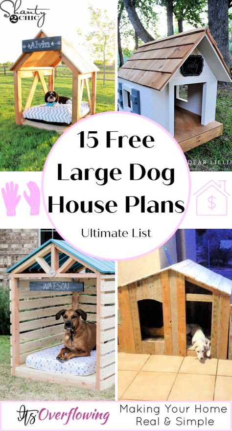 Wooden Large Dog House 1 Simple Dog House Outdoor, Diy Dog Houses For Big Dogs, 2x4 Dog House Diy, Dog House For 2 Large Dogs, Dog House For Three Dogs, Husky Dog House Outdoor, Diy Large Dog House Outdoor, How To Build A Big Dog House, Outside Dog Houses For Big Dogs Diy