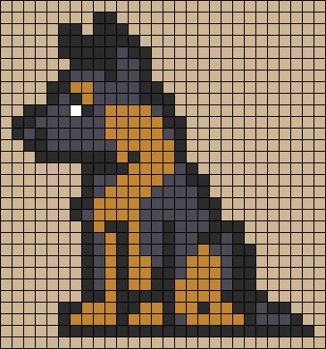 Dog Pixel Art 32x32, Perler Beads Dogs Patterns, German Shepherd Perler Beads, German Shepherd Pixel Art, Pixel Art Chien, Pixel Art Medium, Puppy Pixel Art, Small Pixel Art Grid, Cute Pixel Art Easy