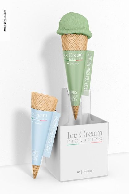 Ice Cream Packaging Ideas, Ice Cream Cone Packaging, Ice Cream Branding Design, Gelato Branding, Cone Packaging, Gelato Packaging, Ice Cream Cone Design, Tasty Ice Cream, Cupcake Packaging