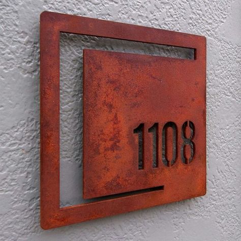 Number Signage, House Number Plates, Rusted Steel, House Numbers Diy, Signage Ideas, Number Ideas, Custom House Numbers, Commercial Signs, House Remodeling