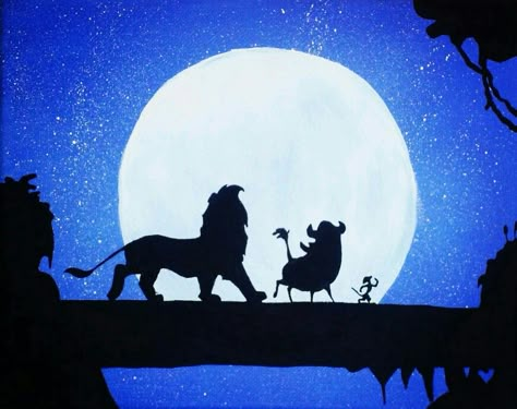 Canvas painting/The Lion King/Hakuna Matata Hakuna Matata Drawing, Hakuna Matata Painting, Disney Scenes To Paint, Lion King Painting Easy, The Lion King Painting, Painting Ideas On Canvas Disney, Lion King Painting, Disney Canvas Paintings, Disney Painting