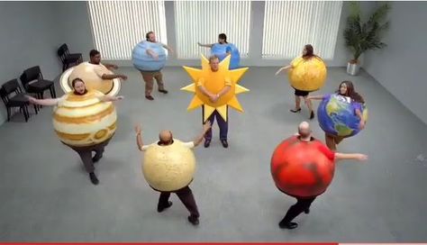 The opposite of what our planet costumes will look like. (Although these are hilariously awesome!) Planet Costume, Space Party Costumes, Earth Science Projects, Christmas Drama, Space Costumes, Diy Space, School House Rock, Pretend Play Toys, Space Party