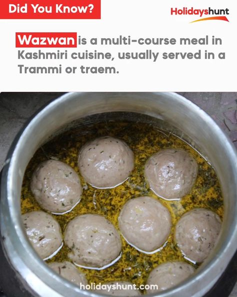 Wazwan is a multi-course meal in Kashmiri cuisine, originating from Kashmir. Almost all the dishes are meat-based using lamb or chicken with few vegetarian dishes. It is popular throughout the larger Kashmir region. Moreover, Wazwan is also served internationally at Kashmiri food festivals and reunions.  #kashmir #kashmirtourism #kashmirifood #wazwan #incredibleindia #food #foodporn Kashmir Food Photography, Kashmiri Wazwan, Kashmir Photography, Kashmiri Food, Kashmiri Cuisine, Red Gravy, Kashmir Valley, Lamb Ribs, Jammu Kashmir