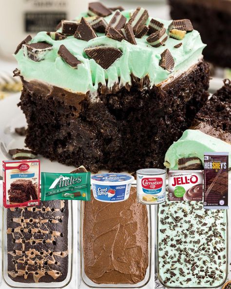 Very Best Recipes - CHOCOLATE MINT POKE CAKE! Recipe: https://buff.ly/3QCBt4L Chocolate Mint Poke Cake is perfect combination of moist cake, milk chocolate filling, creamy pudding, and whipped topping in every poked piece. | Facebook Chocolate Mint Poke Cake, Mint Poke Cake, Mint Chocolate Chip Cake, Baking Deserts, Chocolate Banana Pudding, Banana Pudding Poke Cake, Pudding Poke Cake, Poke Cake Recipe, Mint Cake