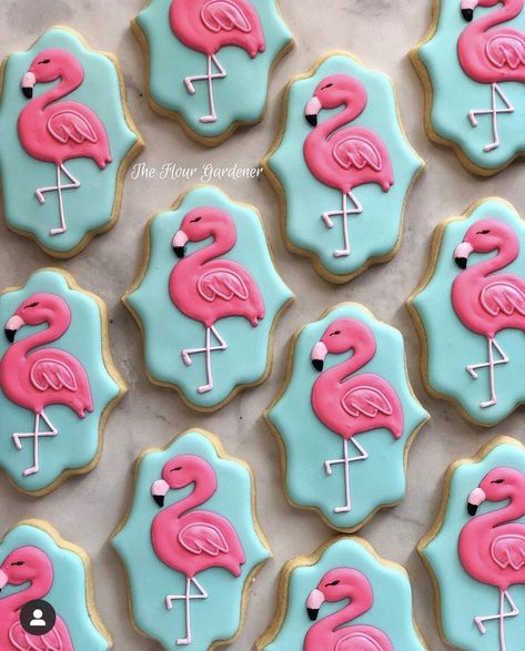 Flamingo Cookies, Acorn Cookies, Not Like The Others, Spot It, Pool Birthday Party, Pool Party, Graduation Party, Cookie Decorating, Sugar Cookies