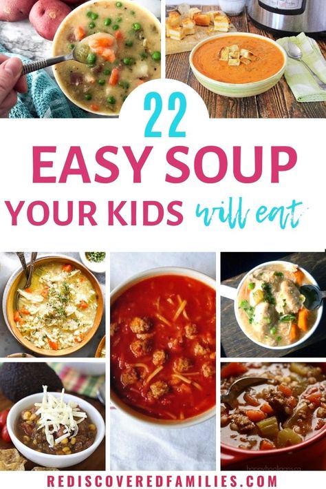 Kid Friendly Soup Recipes, Soup For Kids, Easy Veggie Soup, Kid Friendly Soup, Easy Crockpot Soup, Soups For Kids, Meals Kids Love, Quick Soup, Healthy Soups