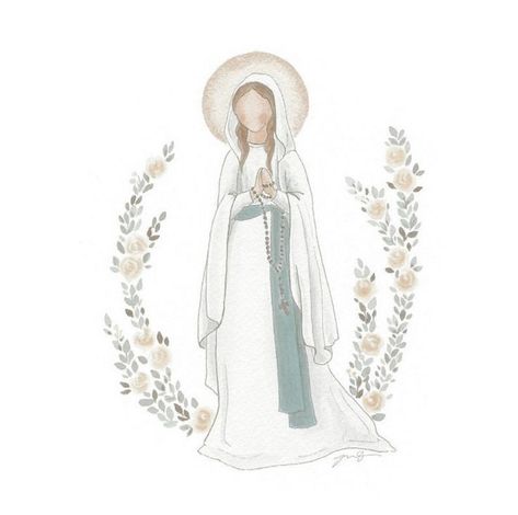 Christian Embroidery, Catholic Wall Art, Catholic Decor, Mama Mary, Christian Images, Christmas Nativity Scene, Diy Watercolor, Blessed Virgin Mary, Catholic Art