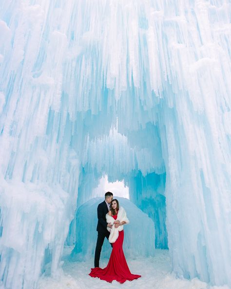 Winter wedding dillon colorado ice castles snow winter wonderland frozen red dress Dillon Colorado, Wedding Planning Templates, Frozen Wedding, Winter Maternity Photos, Ivory Wedding Veils, Chapel Length Veil, Ice Castle, Honeymoon Destination Ideas, Wedding Products