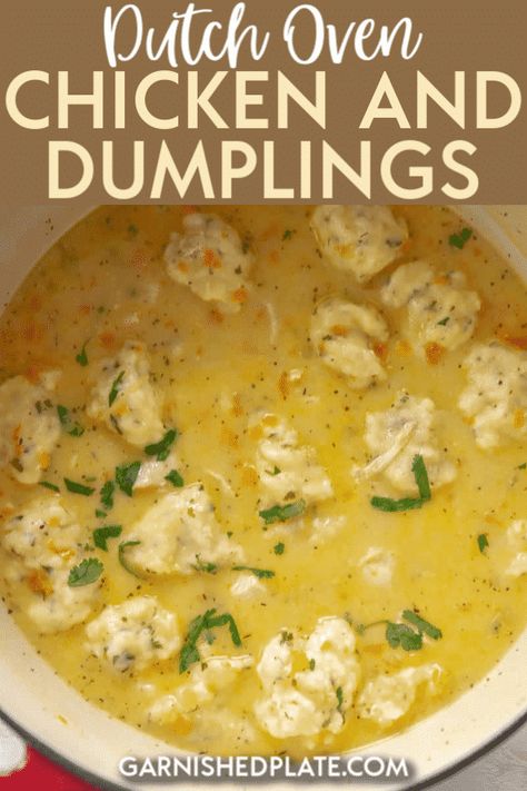 Chicken Dumpling Dutch Oven, Campfire Chicken And Dumplings, Chicken And Dumplings Dutch Oven, Enameled Cast Iron Dutch Oven Recipes, Dutch Oven Chicken And Dumplings, Oven Chicken And Dumplings, Best Camping Recipes, Dutch Oven Recipes Cast Iron, Fluffy Dumplings