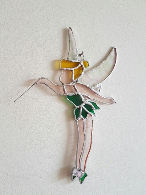 Stained glass tinkerbell by Glass Gifts Garioch Disney Stained Glass, Stained Glass Candle Holders, Stained Glass Candles, Stained Glass Patterns Free, Stained Glass Angel, Stained Glass Ornaments, Stained Glass Suncatchers, Stained Glass Christmas, Stained Glass Diy