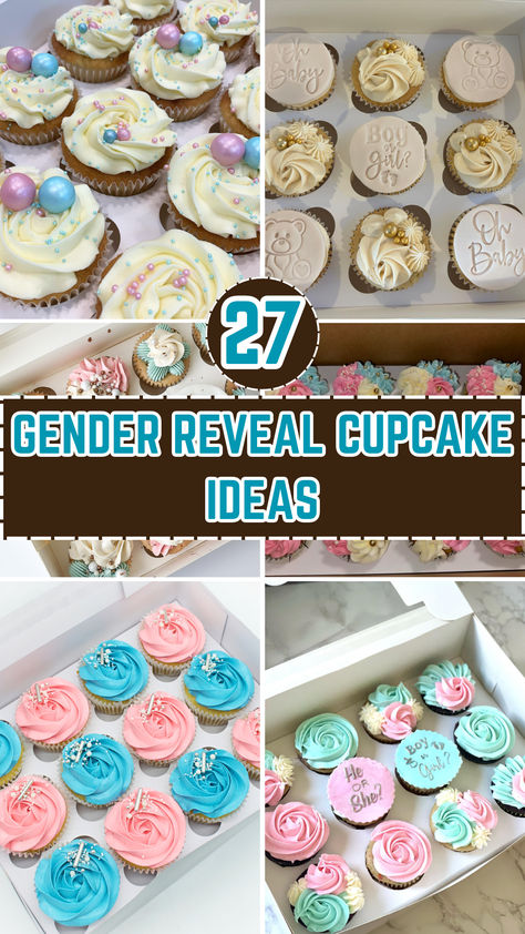 Gender Reveal Cupcakes Cupcake Baby Announcement, Cupcakes Gender Reveal Ideas, Gender Reveal Cupcake Ideas Simple, Gender Reveal Ideas Cupcakes, Gender Reveal Cupcakes Ideas, Cupcake Gender Reveal Ideas, Gender Reveal Dessert Ideas, Gender Reveal Cupcake Ideas, Denver Bachelorette Party