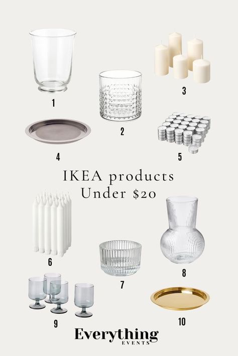 Create amazing candle centerpieces for your next event with IKEA products under $20. Ikea Wedding Decor Centerpieces, No Candle Wedding Centerpieces, Ikea Candles Wedding, Ikea Centerpieces, Ikea Wedding Decor, Summer Candles Diy, Flowerless Wedding Centerpieces, Ikea Round Table, Ikea Wedding Hacks