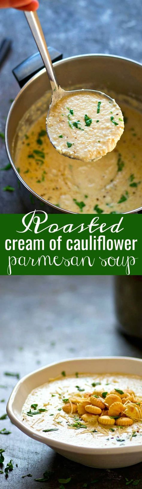 Cream Of Cauliflower, Cauliflower Parmesan, Parmesan Cauliflower, Parmesan Soup, Popcorn Recipes Caramel, Food Soup, Creamy Cauliflower, Soup Crocks, Savory Dishes