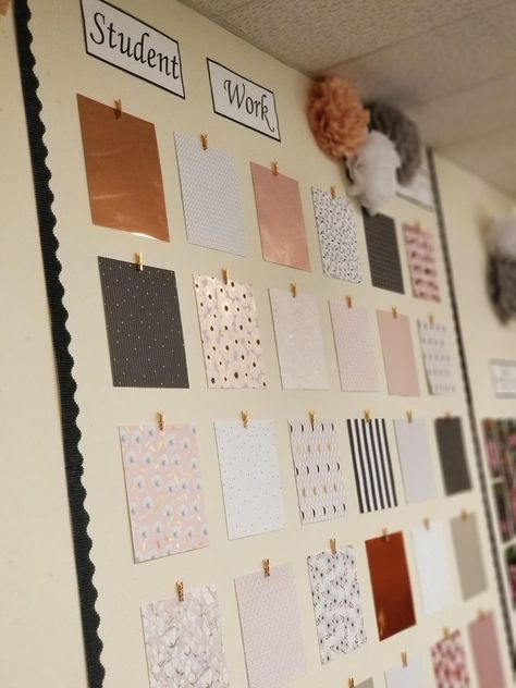 Polaroid Display Ideas Classroom, High School Student Work Display, Student Work Wall Classroom, Picture Wall In Classroom, Boho Rainbow Student Work Display, Wow Work Wall Classroom, Student Centered Classroom Setup, Student Decorated Classroom, Teacher Classroom Wall Ideas