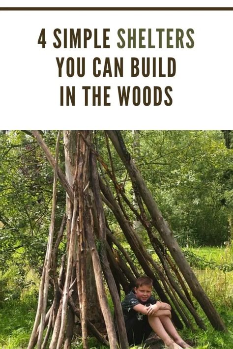 4 Simple Ways to Build a Shelter in the Woods - Preppers Survive Survival Huts Shelters, Outdoor Shelter Ideas Woods, Easy Shelter In The Woods, How To Build A Teepee Outdoors, How To Build A Shelter In The Woods, Diy Shelter In The Woods, Survival Shelter Ideas, Shelter In The Woods, Forest Shelter