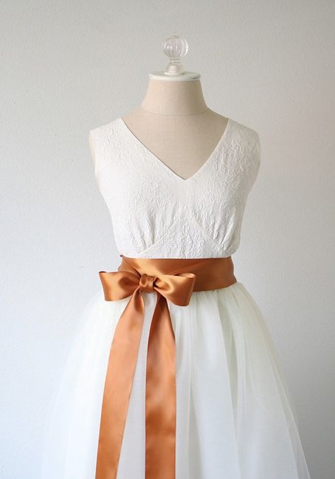 Copper ribbon sash for fall wedding flower girl Striped Maxi Dress Outfit, Fall Wedding Flower Girl, Wedding Must Haves, Fall Flower Girl, Fall Flower Girl Dresses, Blue Mermaid Prom Dress, Little Black Dress Outfit, Storybook Wedding, Vintage Lace Weddings