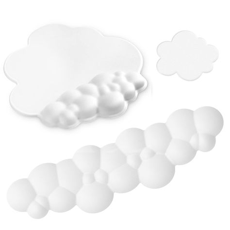 PRICES MAY VARY. 1. Personalized Design: This cloud shaped design set includes a mouse pad with wrist rest, keyboard wrist rest, and cup coaster. They have a cute appearance, bright colors, and a variety of color choices, making your table top unique and making you feel more relaxed while working and playing computer games. 2. Ergonomically Design: This cloud keyboard wrist rest mouse pad with wrist support can keep a healthy and comfortable height between the wrist and the table top, can put th Mouse Pad With Wrist Support, Cloud Wrist Rest, Cloud Keyboard, Playing Computer, Keyboard Wrist Rest, Computer Games, Wrist Rest, Cloud Shapes, Cup Coaster