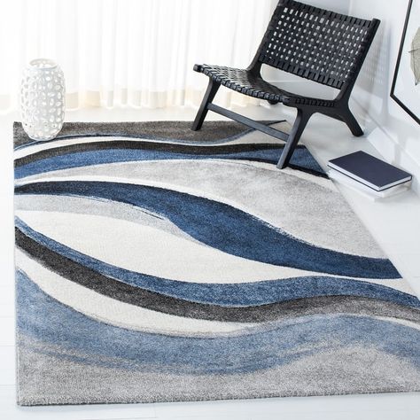 SAFAVIEH Hollywood Deep Mid-Century Modern Abstract Rug - On Sale - Bed Bath & Beyond - 31691214 Mid Century Modern Rugs, Office Area Rugs, Blue Grey Rug, Blue Area Rug, Contemporary Home Decor, Perfect Rug, Blue Area, Umbria, Abstract Rug