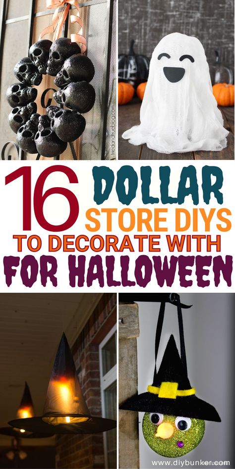 Dollar Store Halloween Diy, Dollar Tree Halloween Decor, Cheap Halloween Diy, Witches Tea, Dollar Store Halloween Decorations, Cheap Halloween Decorations, Dollar Tree Halloween, Homemade Halloween Decorations, Dollar Store Halloween