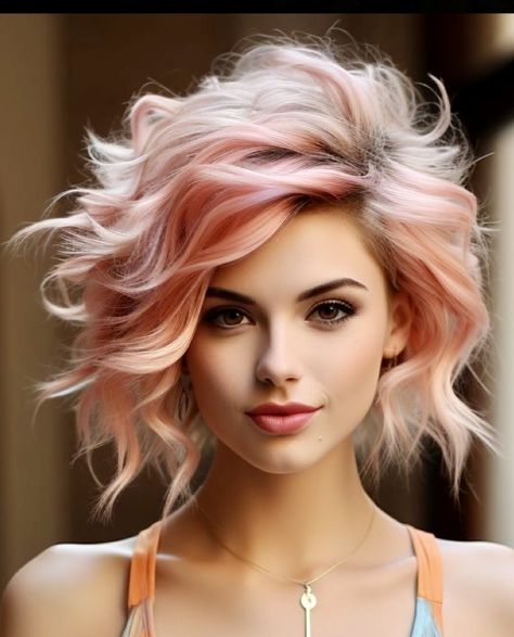 Edgy Short Haircuts For Fine Hair, Fun Colors For Blonde Hair, Pink Short Hair, Edgy Short Haircuts, Creative Hair Color, Shirt Hair, Short Hair Balayage, Edgy Short Hair, Trendy Short Hair Styles