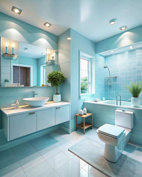 Modern bathroom ideas with soft blue colors #softblue #softcolors #bathroom #washroom #bathroomdesign #bathroomdecor Modern Bathroom Ideas, Soft Colors, Modern Bathroom, Bathroom Ideas, Bathroom Design, Bathroom Decor, Blue Color, Blue, Quick Saves