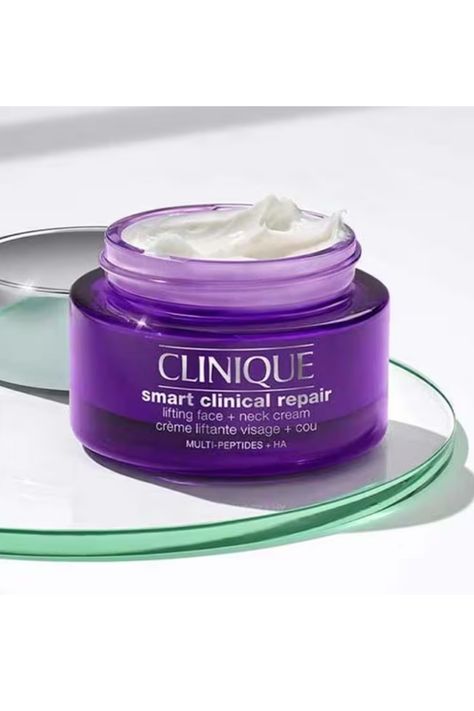 Introducing the new CLINIQUE Smart Clinical Repair Lifting Face + Neck Cream! 🌟 This powerful cream is your ultimate solution for visibly lifting & reducing the look of lines & wrinkles. Infused with multi-peptides, hyaluronic acid, jojoba oil & shea butter, it deeply hydrates & nourishes your skin. Fragrance-free & safe for sensitive skin, it's your go-to for youthful, radiant skin. Enjoy smoother, firmer skin with CLINIQUE Smart Clinical Repair! 💫 #CLINIQUE #SkincareEssentials #YouthfulSkin Clinique Smart Clinical, Sensitive Skin Care Routine, Regular Skin Care Routine, Clinique Smart, Clean Blackheads, Firmer Skin, Wrinkle Repair, Proper Skin Care, Best Skin Care Routine