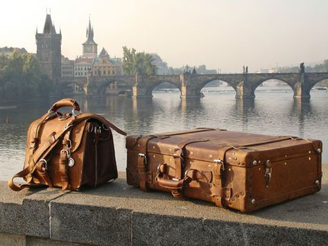 Vintage Leather Luggage | Content in a Cottage Saddleback Leather, Leather Suitcase, U Bahn, Vintage Luggage, European Vacation, Sorrento, Oh The Places Youll Go, Suitcases, Rumi