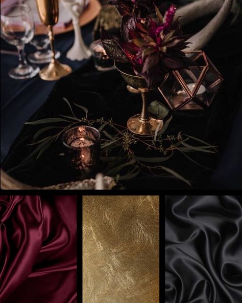 Burgundy Decor, Black Gold Wedding, Gold Color Palettes, Dream Party, Deep Burgundy, Burgundy And Gold, Gold Wedding, Old Hollywood, Color Scheme