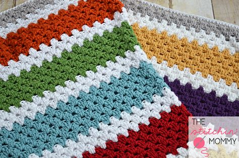 Blocking Crochet, Granny Stripe Crochet, Crochet Stripes, Afghan Crochet Patterns Easy, Granny Stripe Blanket, Crochet Afghan Patterns, Crocheted Afghans, Granny Blanket, Granny Stripe