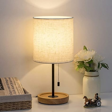 Dorm Lamp, Modern Nightstand Lamps, Wooden Desk Lamp, Small Desk Lamp, Wooden Table Lamp, Linen Lamp Shades, Desk Lamps Bedroom, Bedside Table Lamp, Wooden Table Lamps