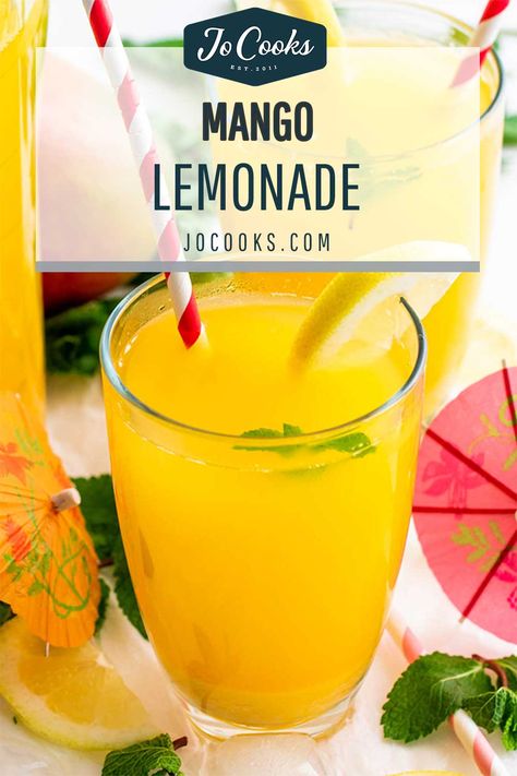 Nonalcoholic Drinks, Flavored Lemonade, Mango Lemonade, Mango Drinks, Best Lemonade, Jo Cooks, Drink Recipes Nonalcoholic, Lemonade Drinks, Iced Tea Recipes