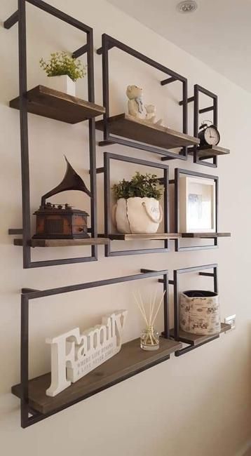 Wall Decor Ideas, Decorating with Ordinary Frames for Exceptional Look Koti Diy, Smart Tiles, Hemma Diy, Regal Design, Metal Furniture Design, Hanging Shelf, Decorating Shelves, House Interior Decor, Decoration Design