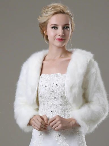 Shrugs Faux Fur Wedding / Party Evening / Casual Fur Coats With 2021 - US $22.04 Faux Fur Wedding Shawl, Faux Fur Bolero, Faux Fur Wedding, Faux Fur Shrug, Faux Fur Fashion, Faux Fur Shawl, Fur Shrug, Wedding Fur, Faux Fur Wrap