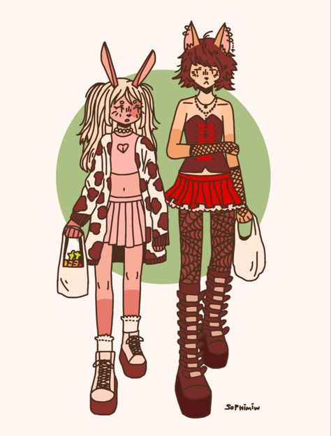 cat bunny girlfriends alt aternative soft goth Opposite Girlfriends, Goth And Soft Girlfriends, Soft Girlfriend, Bunny And Cat, Goth Girlfriend, Soft Goth, Goth Gf, Types Of Art, Pretty Art