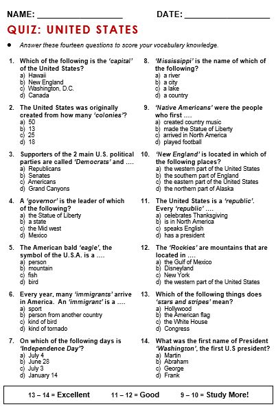 Quiz U.S.A English Grammar Quiz, Grammar Quiz, English Teaching Materials, All Things, English Exercises, Social Studies Worksheets, Writing A Cover Letter, Esl Teachers, English Activities