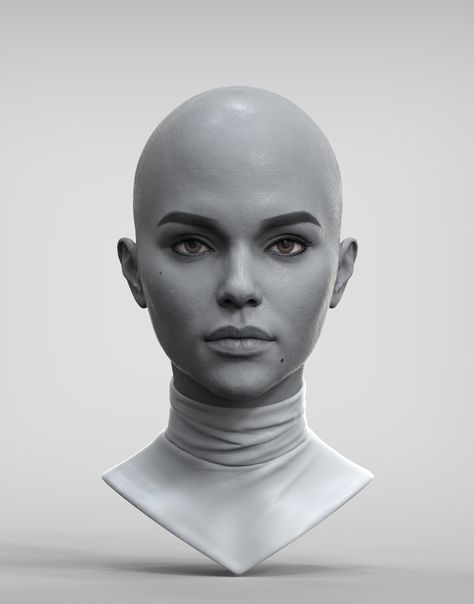 ArtStation - Female head practice, Igor Kiselev Female Head Reference Drawing, Female Head Anatomy, Female Head Reference, Exercise Face, Sculpt Face, Head Structure, Head Practice, Blender Character, Facial Expressions Drawing