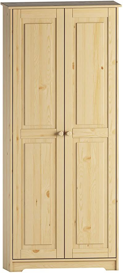 AmazonSmile: Unfinished Solid Pine Wood Pantry Storage Pantry Cabinet/Includes Interior Shelving / 2 Door Cabinet: Kitchen & Dining Closet With Shelves, Stand Alone Pantry, Sunshine Kitchen, Farmhouse Basement, Kitchen Standing Cabinet, Wood Pantry, Free Standing Kitchen Cabinets, Laundry Cabinet, Basement Finish