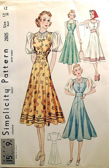 1930s vintage sewing pattern by wondertrading, via Flickr Fashion Definition, 40s Mode, Vintage Clothes Patterns, 1930 Fashion, Patron Vintage, 30s Fashion, 20th Century Fashion, Vintage Dress Patterns, 40s Fashion