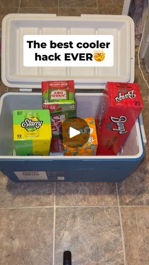 Best summer hack for freezing your cooler drinks 🤯❤️🧡💛 Cooler Hacks For Beach, How To Serve Ice At A Party, Cooler Ideas For Party, Keep Drinks Cold At A Party, Cooler Snacks Ideas, Camping Cooler Hacks, Cooler Packing Hacks, Ice Chest Hacks, Cooler Storage Ideas