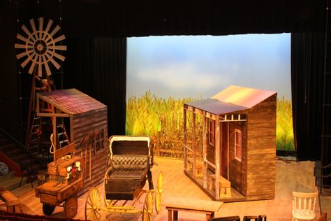 The stage sets for "Oklahoma" Oklahoma Musical Set Design, Oklahoma Set Design, Western Set Design, Paper Animals Template, Oklahoma The Musical, Oklahoma Musical, Wizard Of Oz Play, Old Western Towns, Web Design Quotes