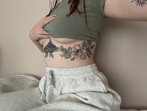 tattoo, flowers, moth. Lunar Moth Tattoo, Luna Moth Tattoo, Sternum Tattoo Design, Mouth Tattoo, Tummy Tattoo, Moth Tattoo Design, Underboob Tattoo, Moth Tattoo, Bad Tattoos